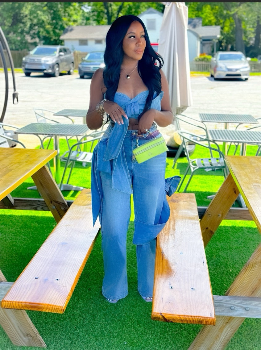 Denim & Bows Set