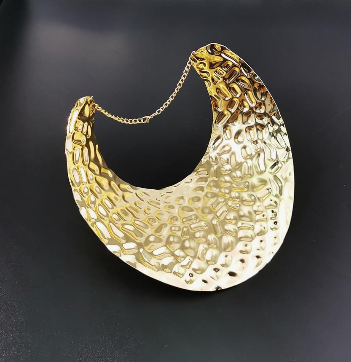 Gold Textured Collar Necklace