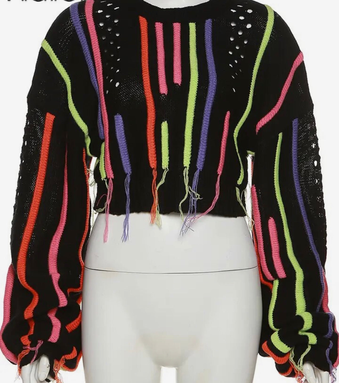 Colored Strands Cropped |Sweater
