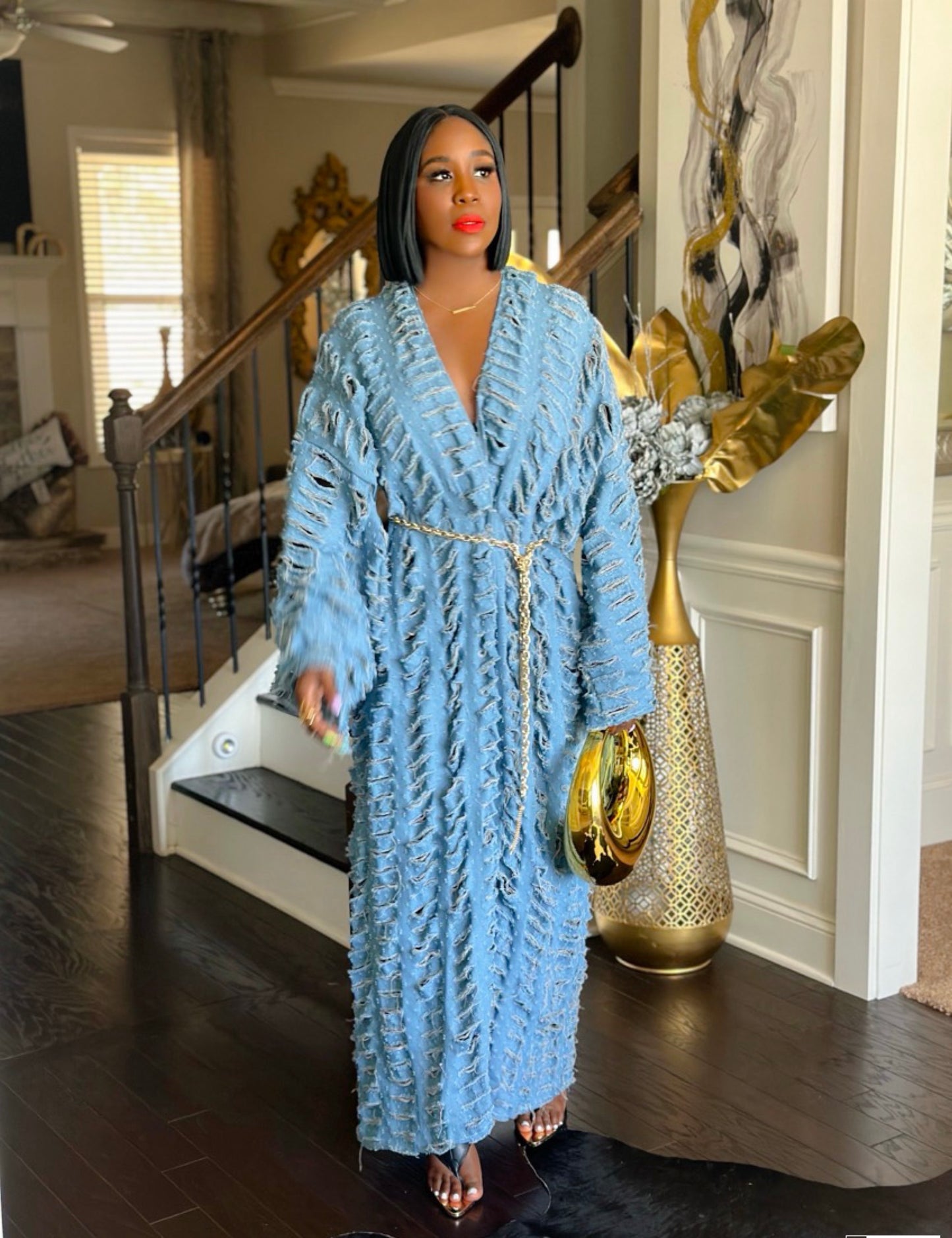 Lux Full Length Denim Kaftan “PRE ORDER”