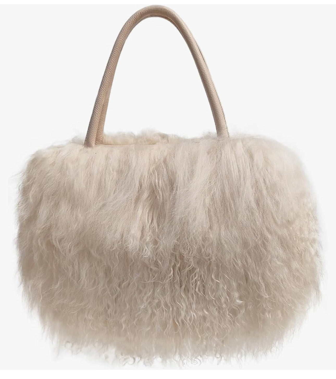 White Mongolian Fur Bag