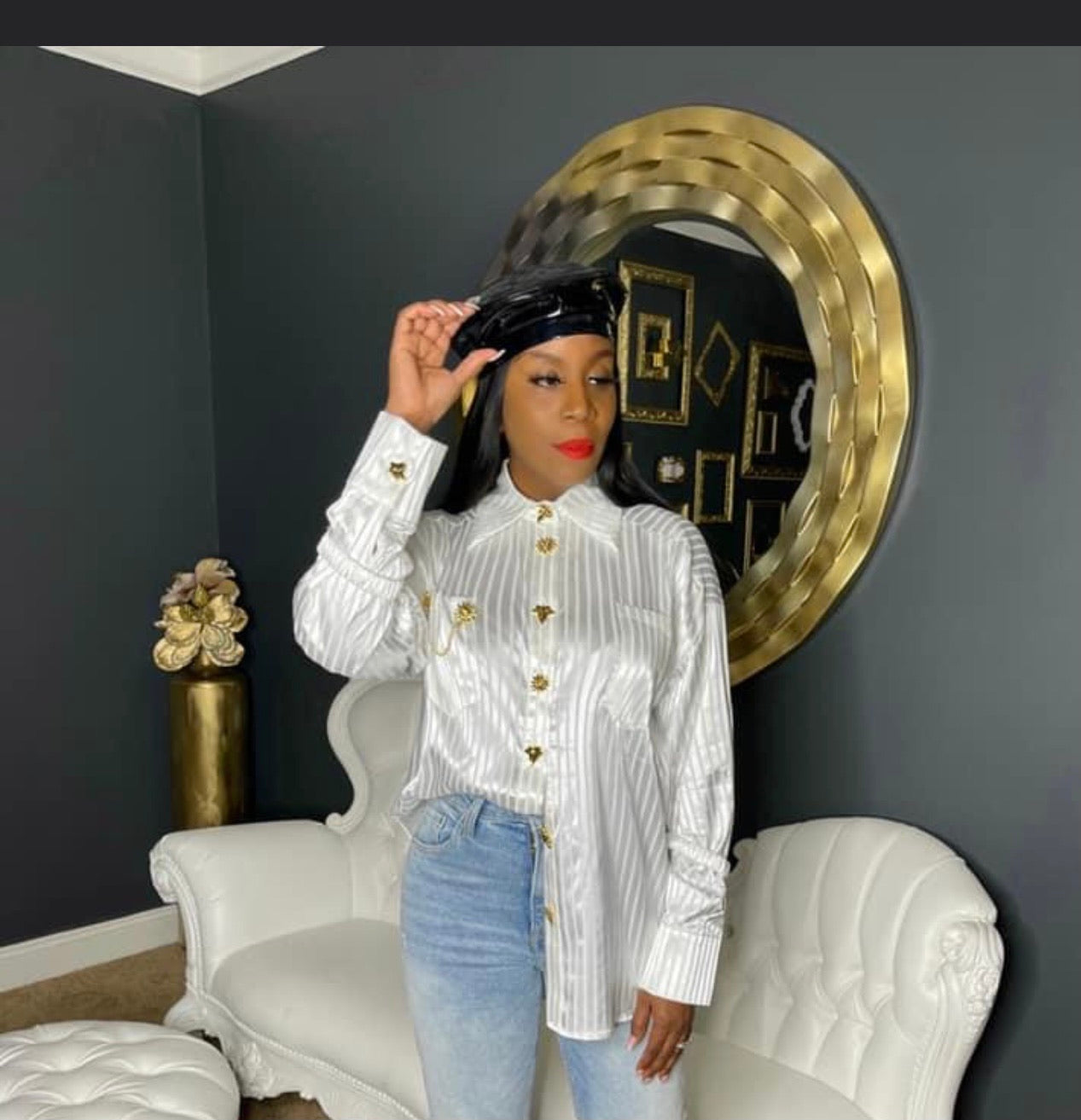 Striped Medal Blouse