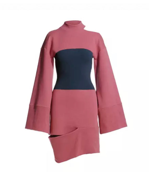 Cold Shoulder Color block dress
