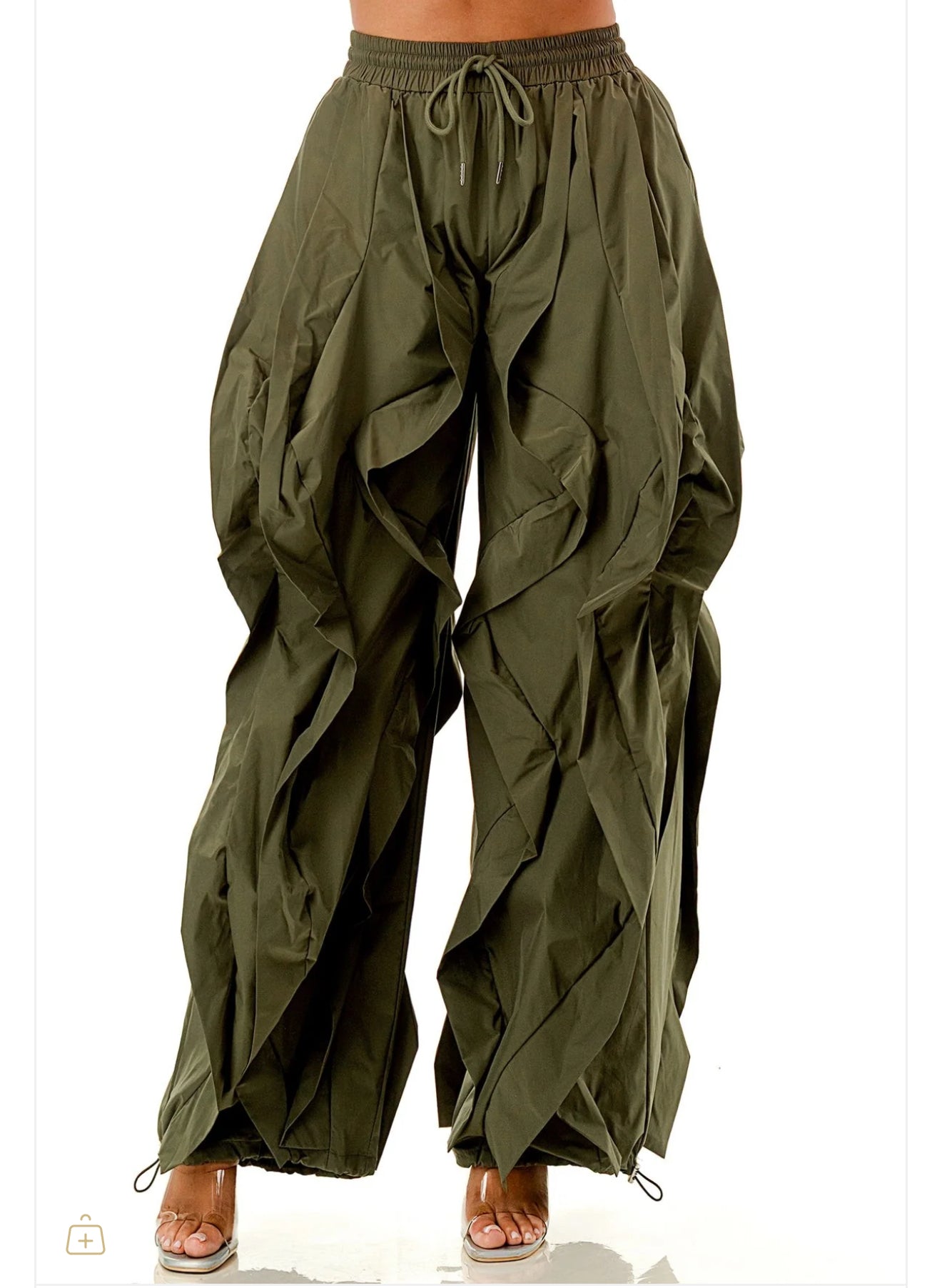 Olive Waves Drawstring Joggers