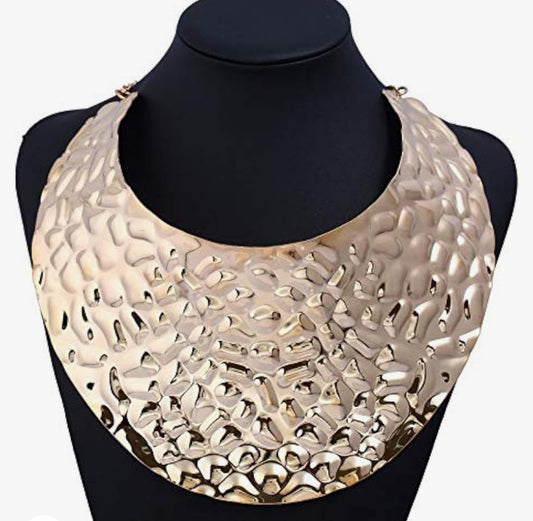 Gold Textured Collar Necklace