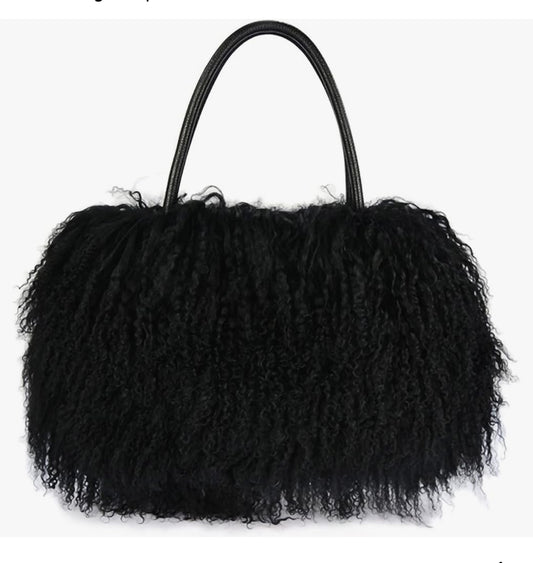 Black Mongolian Fur Bag