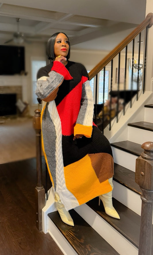 Patch Work Sweater Dress