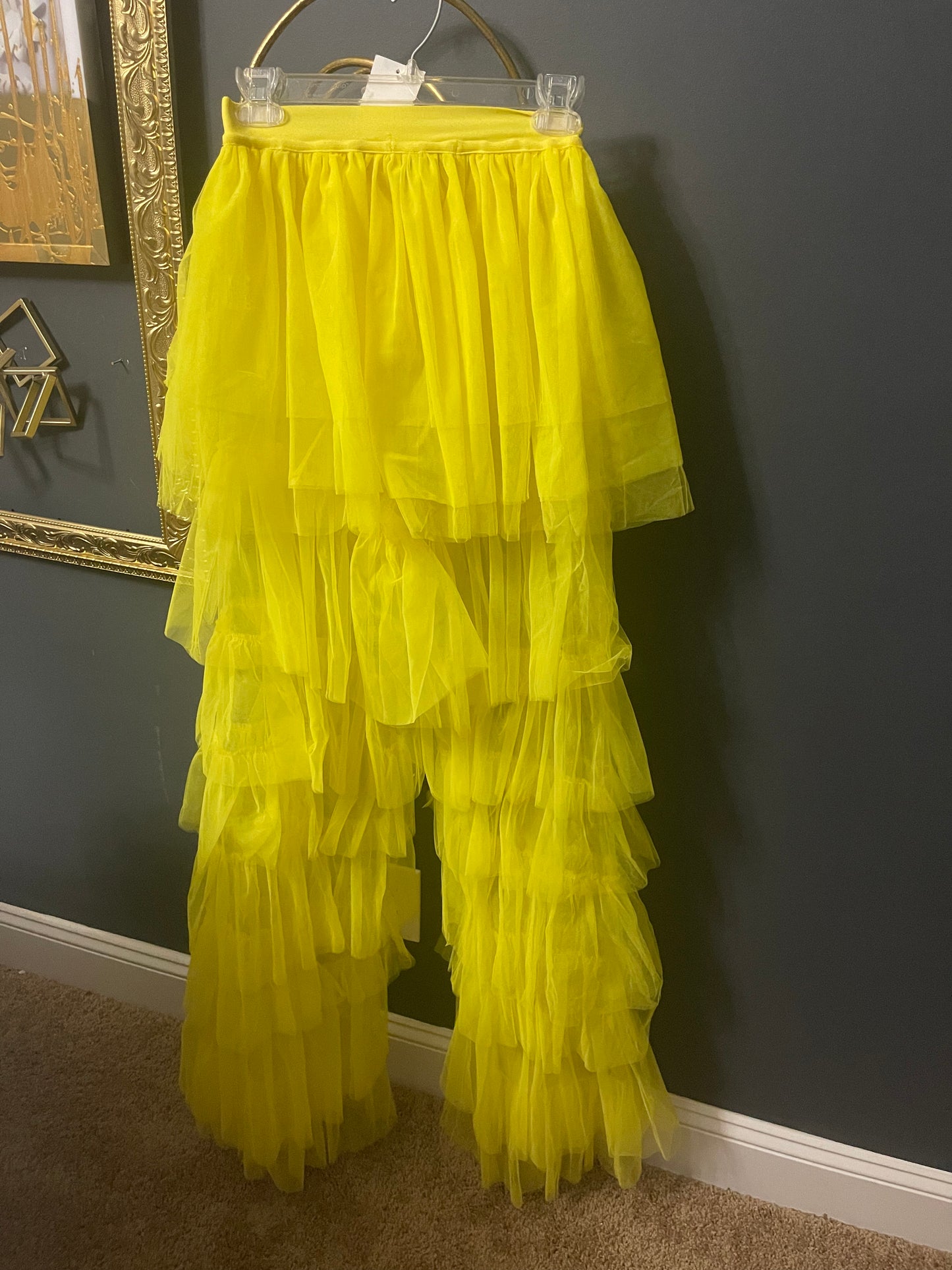 Yellow Exaggerated Tulle Pants