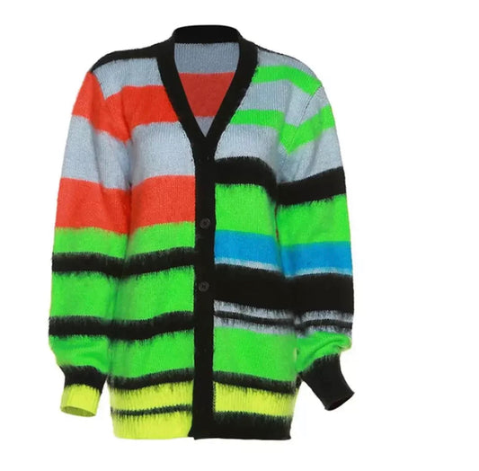 Neon & Black Stripe Cardi