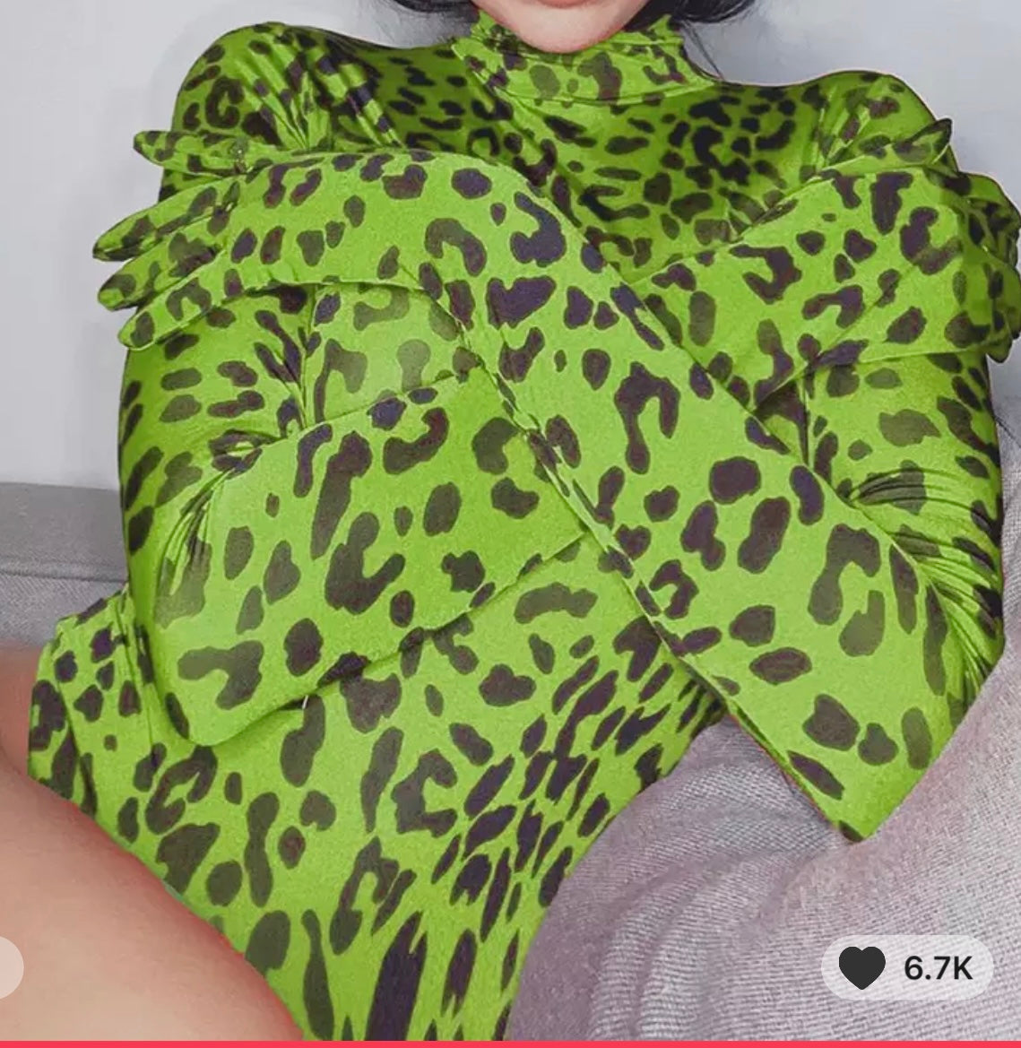 Thee leopard gloved bodysuit